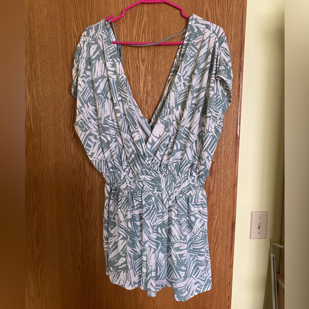 Light green and white romper